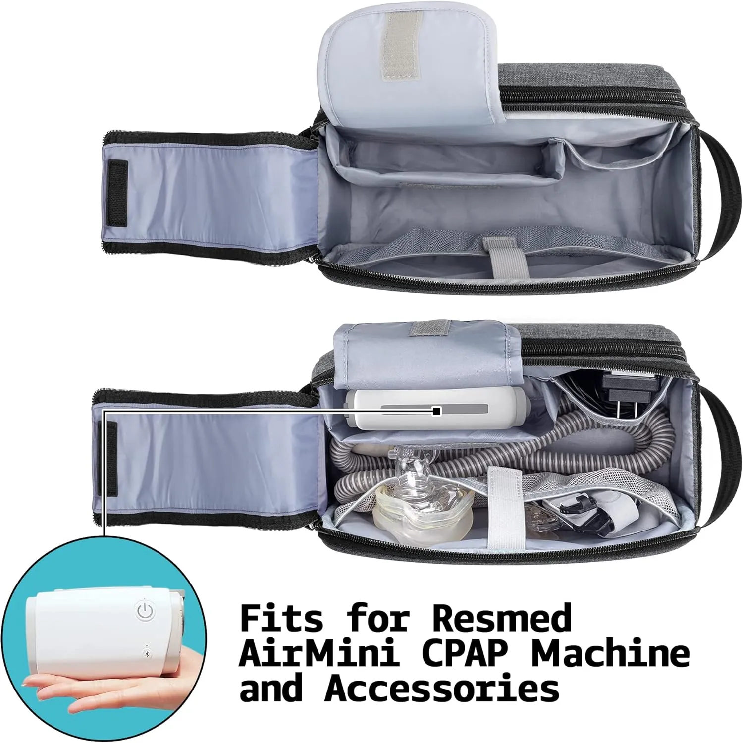 CURMIO CPAP Travel Bag Compatible with ResMed AirMini Machine, Portable CPAP Supplies Carrying Case Storage Bag