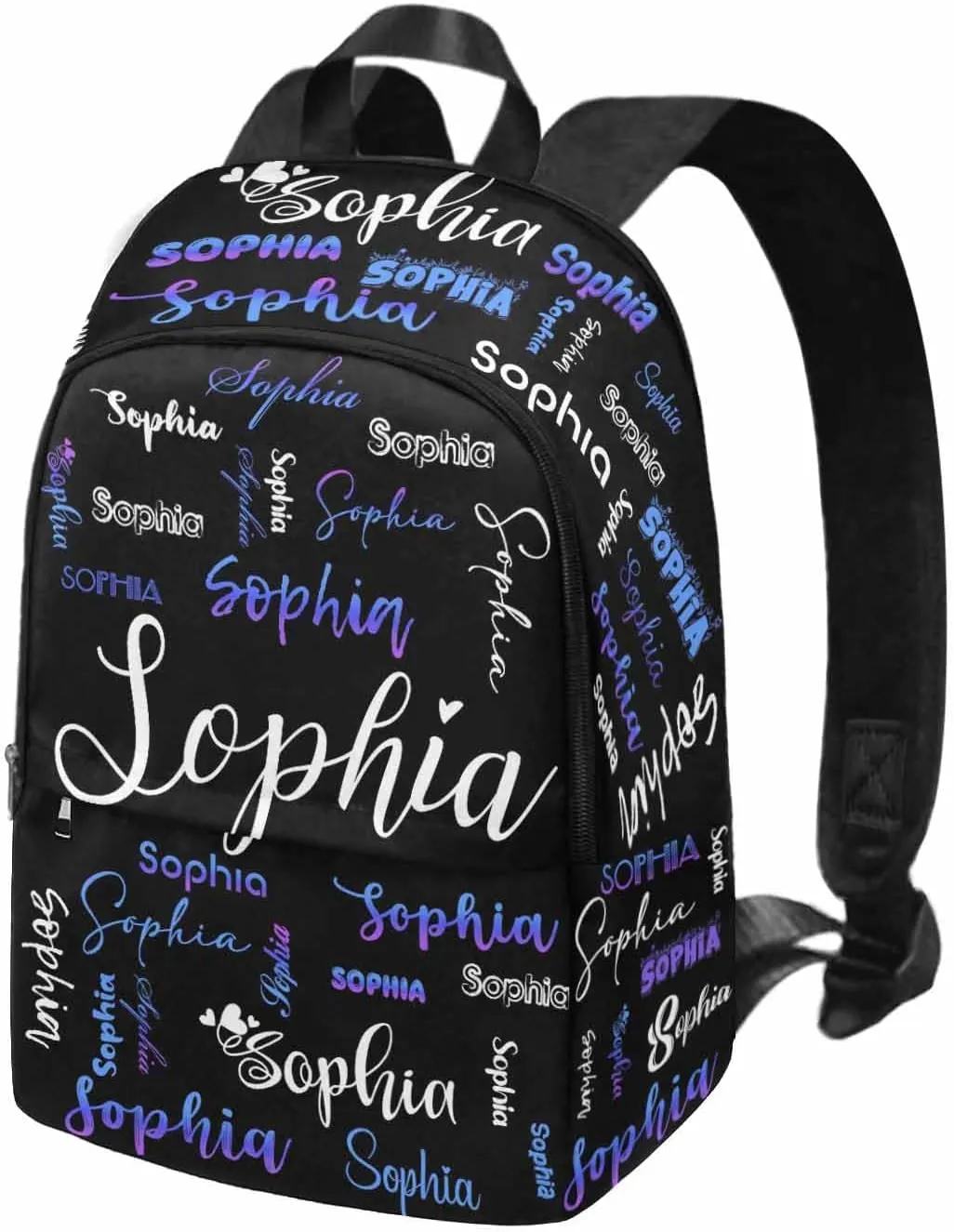Custom Backpack with Name Purple Blue Gradient Text Black Personalized Name School Backpack for Boys Girls, Customized Student Bookbag for Travel, Work and School Birthday School Season Gift