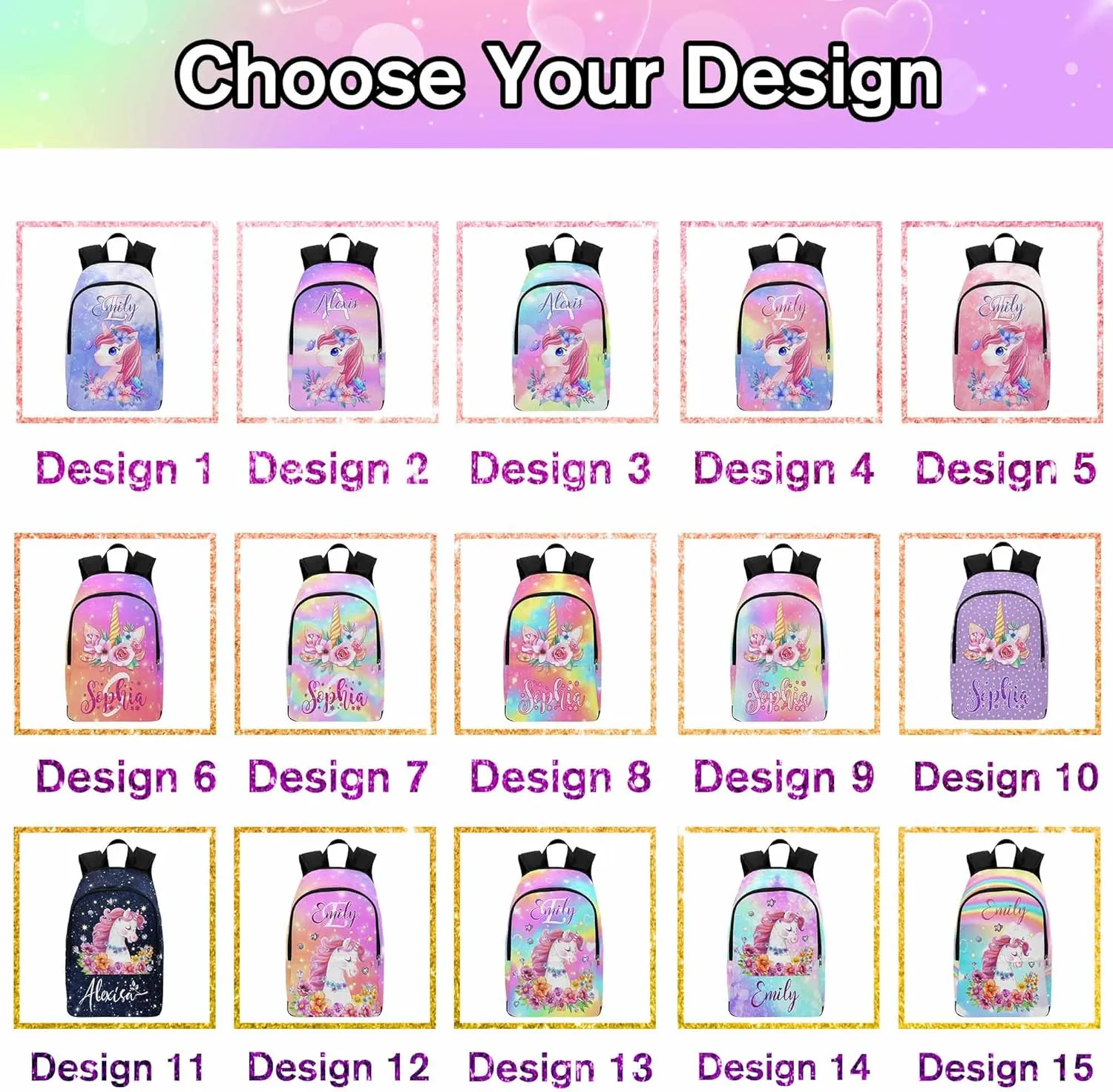 Custom Girls Backpack with Lunch Box Rainbow Pattern Customized Bookbag Lunch Bag Set 2 in 1 Backpack Set with Name Personalized Shoulder Bag Casual Daypack for Daughter Niece
