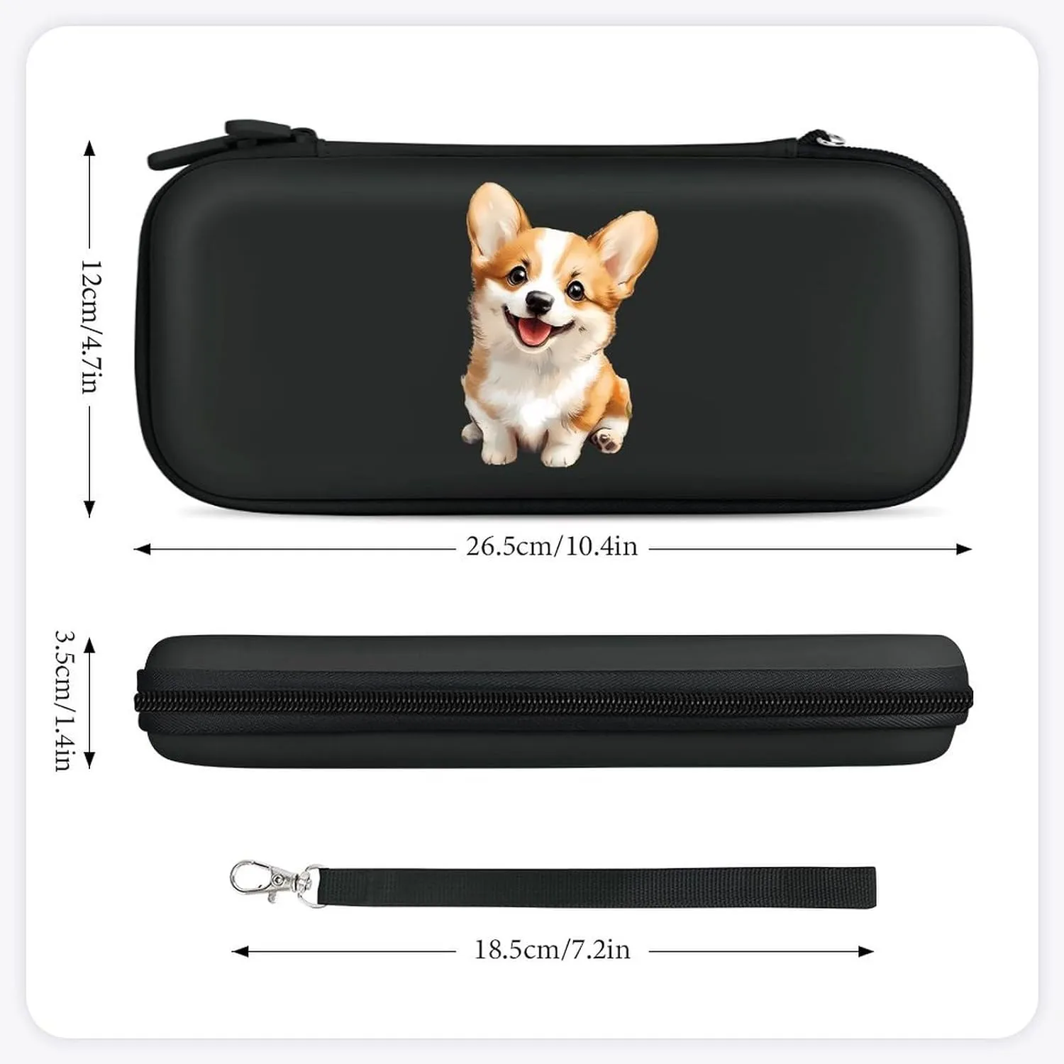Cute Corgi Dog Compatible with Switch Carrying Case Hard Travel Game Bag Pouch with 15 Games Accessories