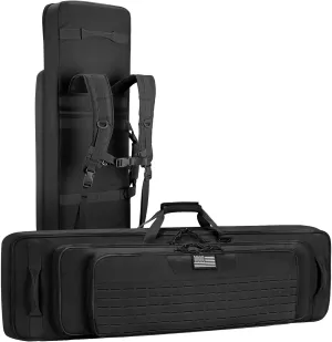 CVLIFE 36" 42" 46'' Soft Rifle Case Triple Layered Double Rifle Bag, Oversized Tactical Long Gun Bag with Lockable Zipper and Backpack Strap, Rifle Backpack Gun Case for Outdoor Hunting Shooting Range