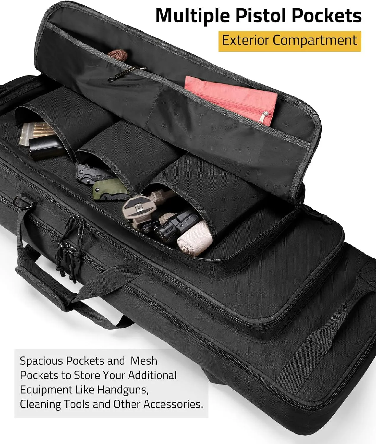 CVLIFE 36" 42" 46'' Soft Rifle Case Triple Layered Double Rifle Bag, Oversized Tactical Long Gun Bag with Lockable Zipper and Backpack Strap, Rifle Backpack Gun Case for Outdoor Hunting Shooting Range