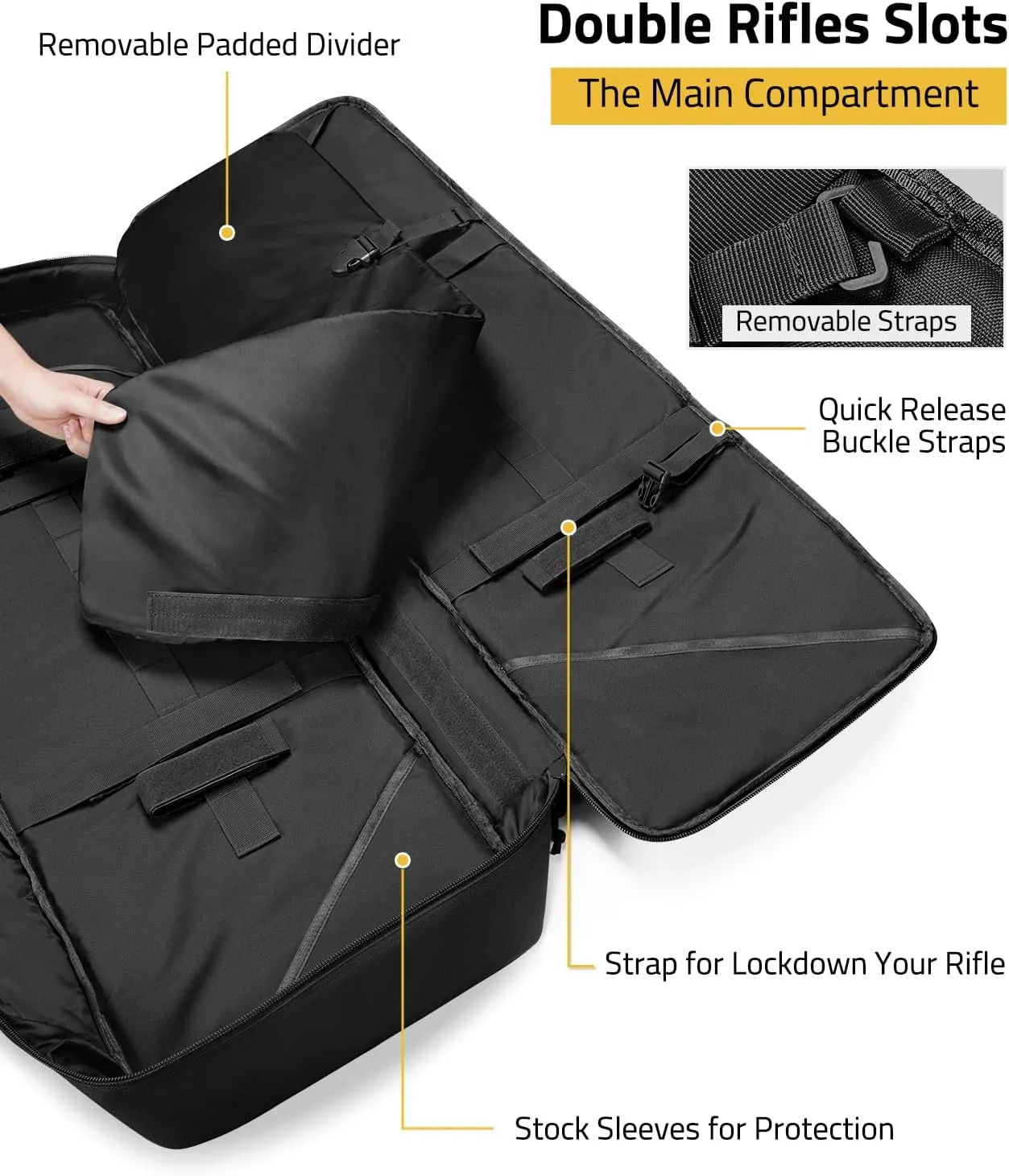 CVLIFE 36" 42" 46'' Soft Rifle Case Triple Layered Double Rifle Bag, Oversized Tactical Long Gun Bag with Lockable Zipper and Backpack Strap, Rifle Backpack Gun Case for Outdoor Hunting Shooting Range