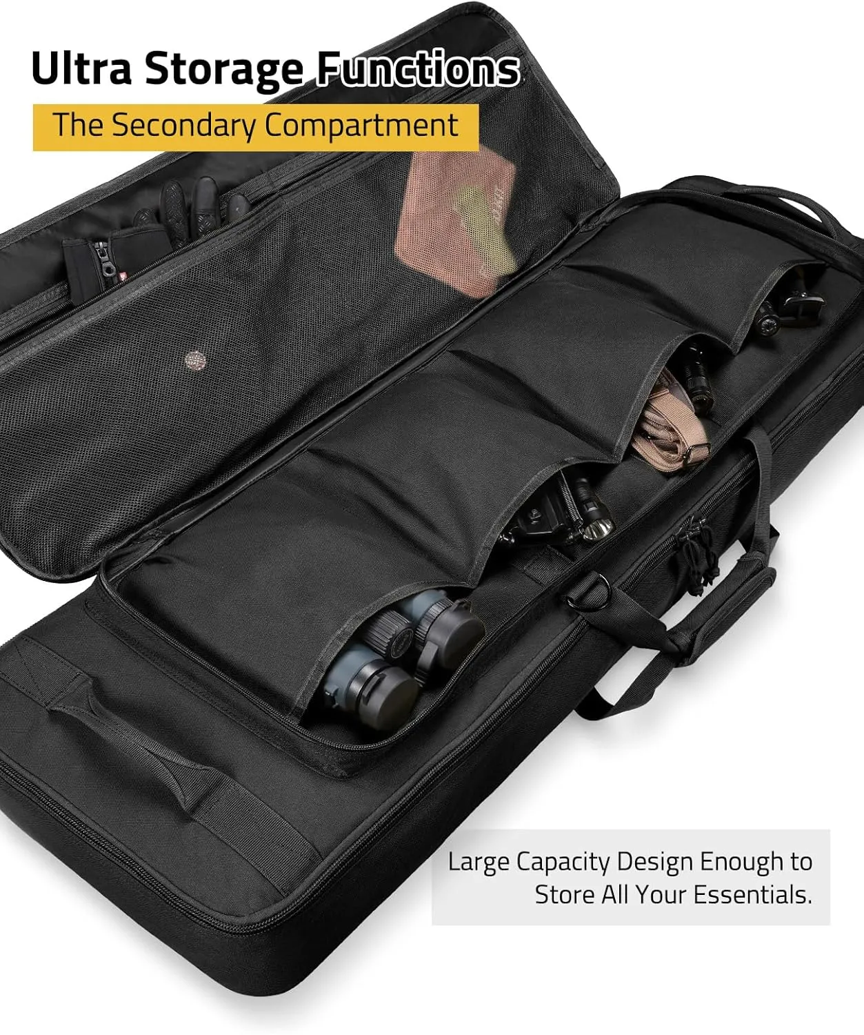 CVLIFE 36" 42" 46'' Soft Rifle Case Triple Layered Double Rifle Bag, Oversized Tactical Long Gun Bag with Lockable Zipper and Backpack Strap, Rifle Backpack Gun Case for Outdoor Hunting Shooting Range