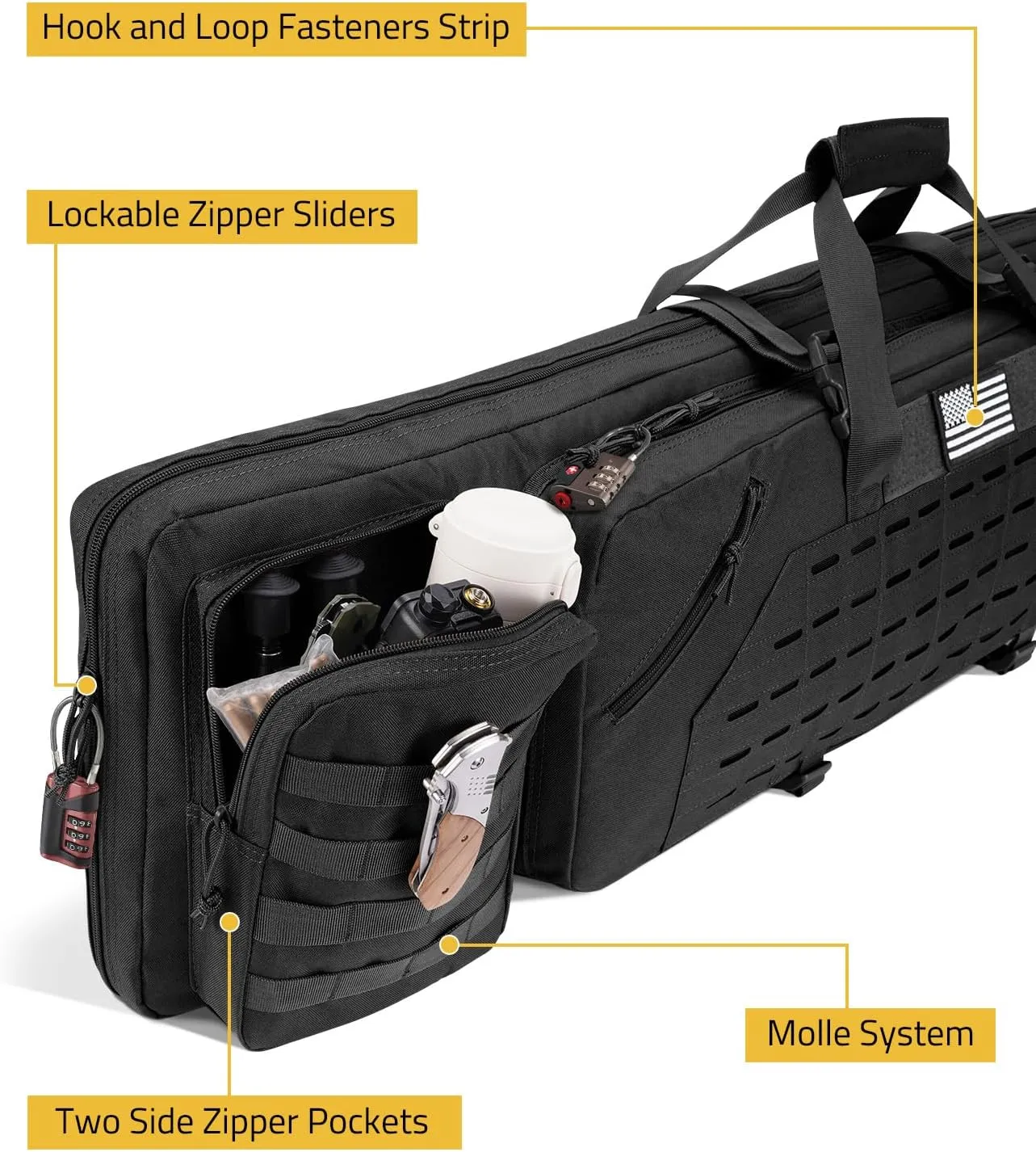 CVLIFE 36" 42" 46" Soft Rifle Case Tactical Double Long Gun Bag,with Lockable Zipper and Backpack Strap,Rifle Backpack Rifle Bag Gun Case for Outdoor Hunting Shooting Range