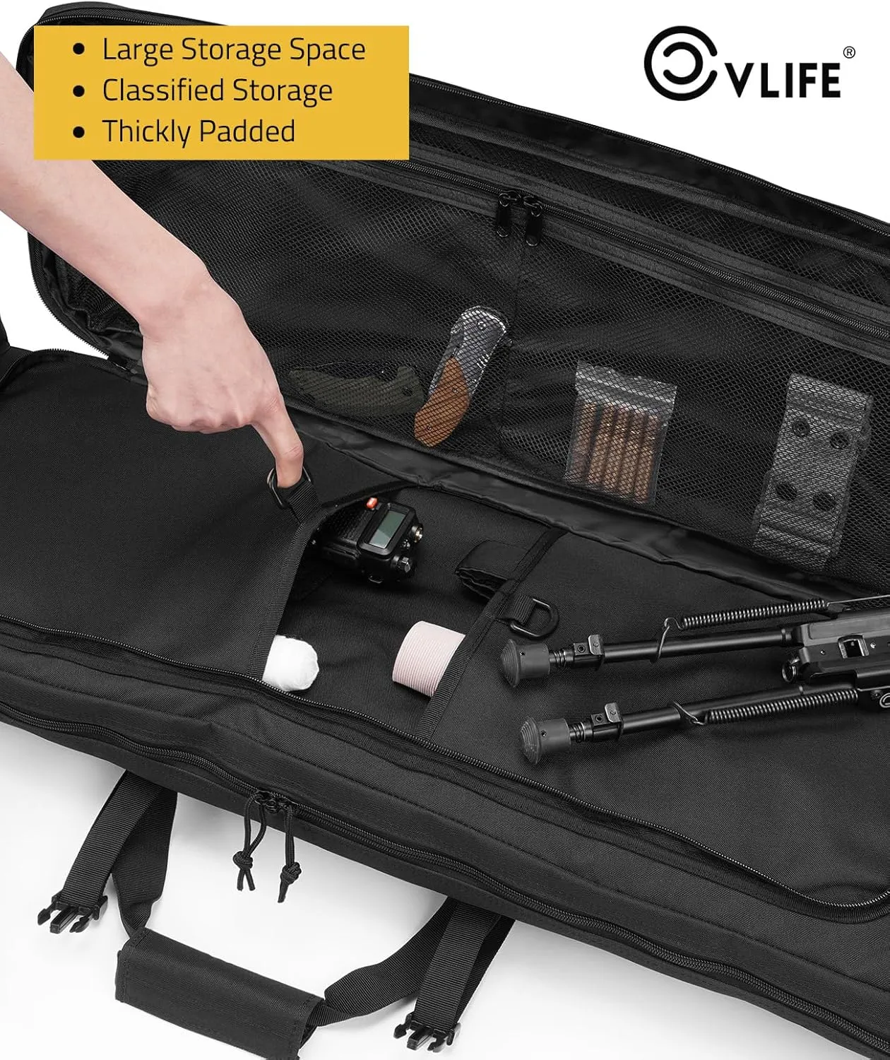 CVLIFE 36" 42" 46" Soft Rifle Case Tactical Double Long Gun Bag,with Lockable Zipper and Backpack Strap,Rifle Backpack Rifle Bag Gun Case for Outdoor Hunting Shooting Range