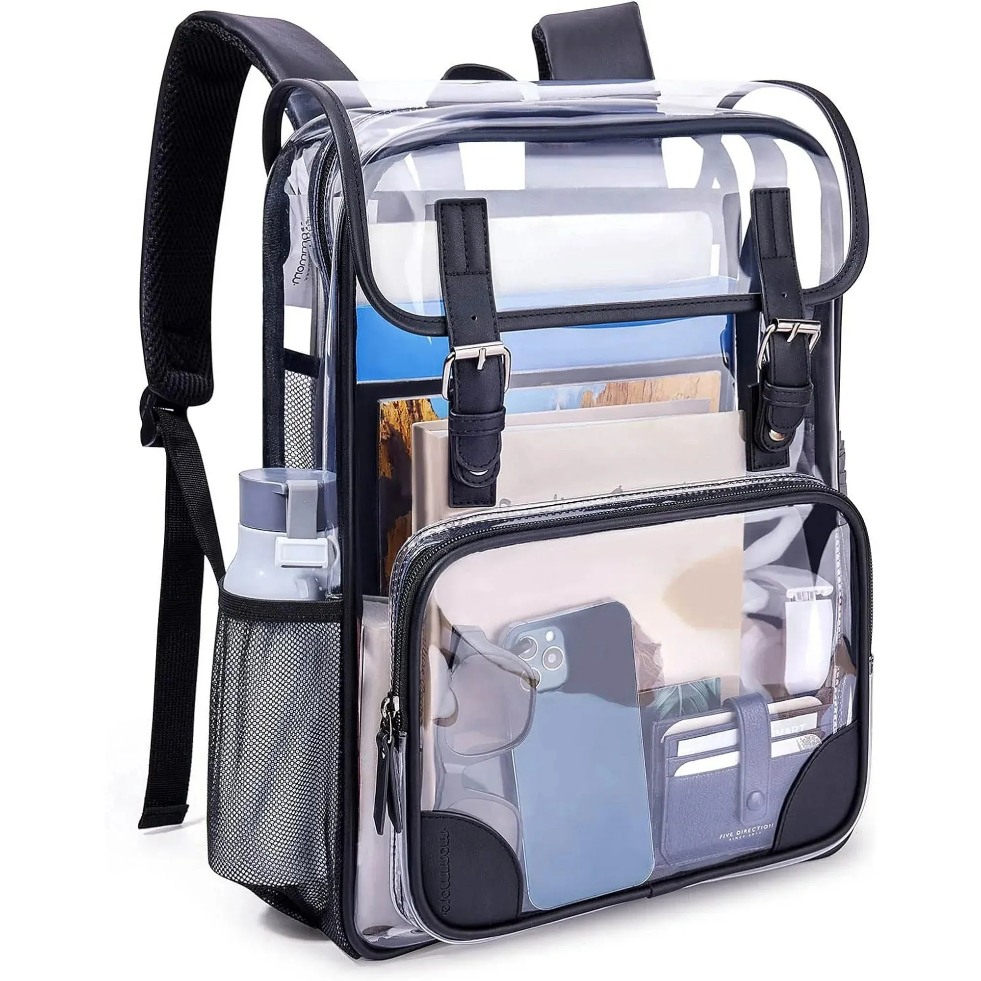 DAKIMOE Clear Backpack for School Stadium Bookbag Transparent Book Bag Large 17''