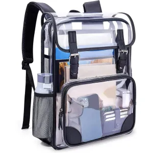 DAKIMOE Clear Backpack for School Stadium Bookbag Transparent Book Bag Large 17''