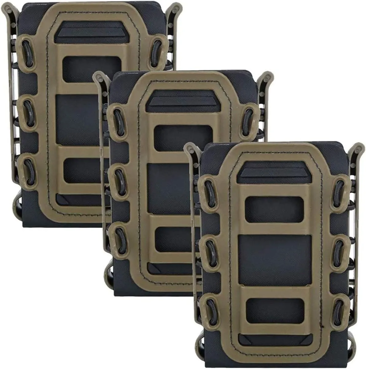 Dekoo Mag Pouch, 3PCS Tactical Magazine Pouches Molle Fastmag Softshell Mag Carrier 5.56/7.62mm Fastmag for Airsoft M4 AR AK