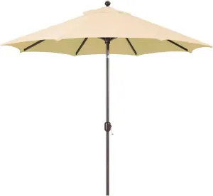 Deluxe Auto Tilt Market Umbrella, 9ft - Outdoor Patio, Deck, Pool, Backyard Stand Alone Umbrella - Octagon, Heavy Duty w/Bronze Frame & Sunbrella Fabric (Beige)