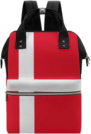 Denmark Flag Large Travel Bag Backpack Waterproof Bags for Women Back Pack with Bottle Pocket