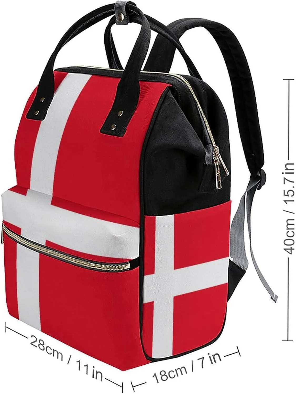 Denmark Flag Large Travel Bag Backpack Waterproof Bags for Women Back Pack with Bottle Pocket