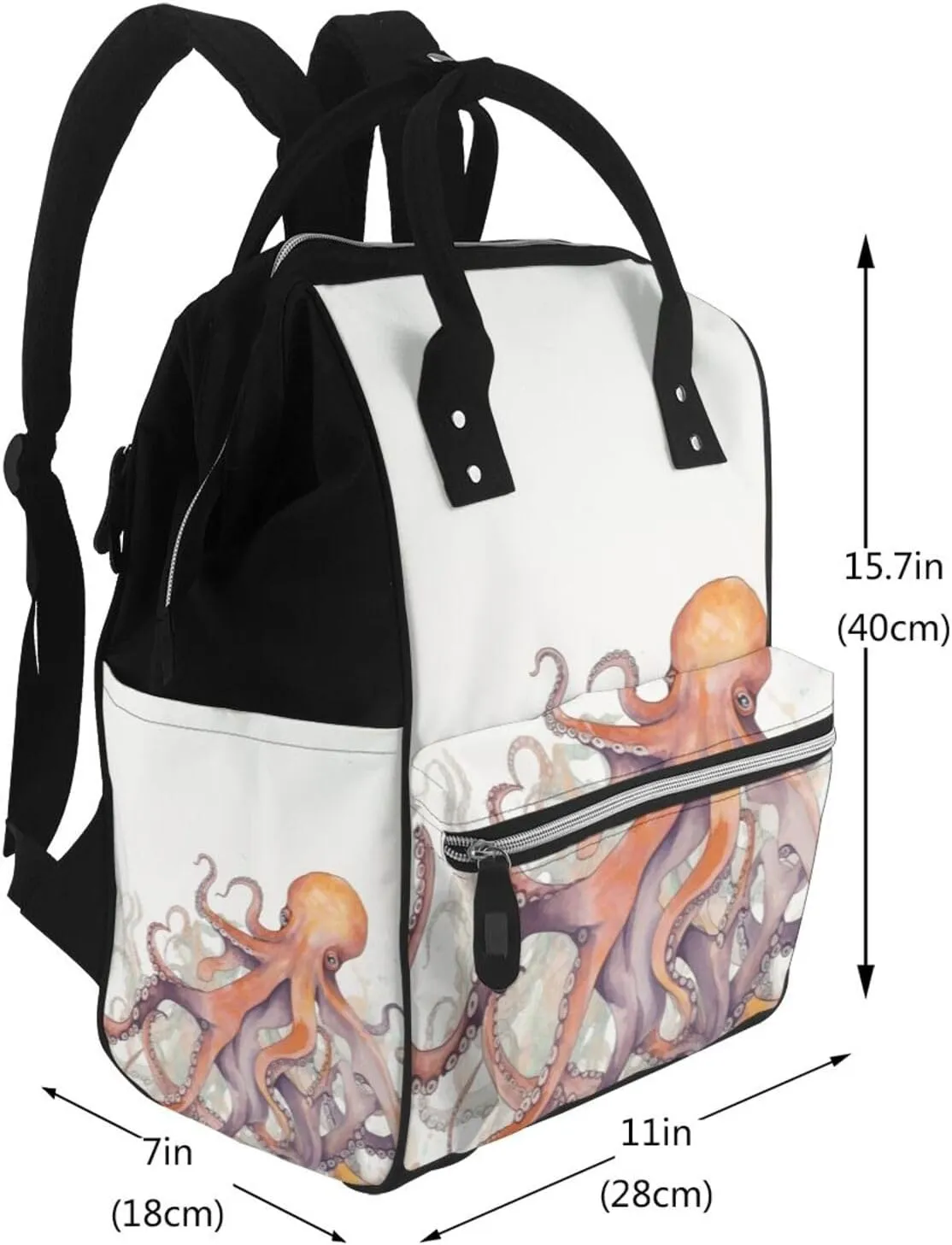 Diaper Bag Nappy Backpack Baby Bag Cactus Floral Bloom Mummy Backpack Multifunction Changing Bags for Travel, Octopus Tentacles, One Size