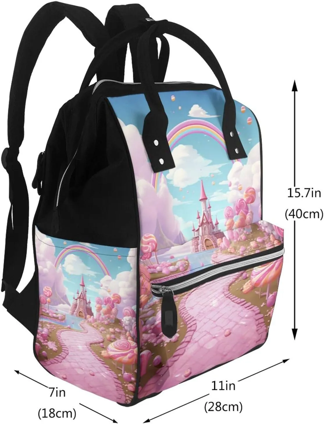 Diaper Bag Nappy Backpack Baby Bag Opossum In Snow Mummy Backpack Multifunction Changing Bags for Travel, Candy Land, One Size