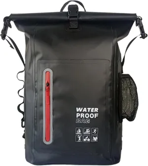 Dry Bag Waterproof 25L - Floating & Lightweight Dry Sack for Men Waterproof Backpack for Kayaking, Boating, Fishing, Swimming, Camping, Hiking - Roll-Top Seal & Adjustable Shoulder Straps (BLACK)