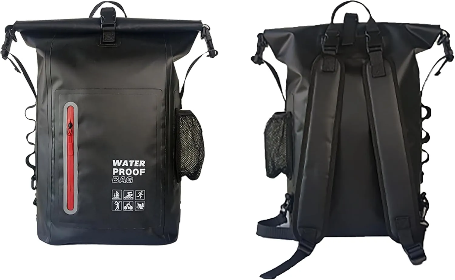 Dry Bag Waterproof 25L - Floating & Lightweight Dry Sack for Men Waterproof Backpack for Kayaking, Boating, Fishing, Swimming, Camping, Hiking - Roll-Top Seal & Adjustable Shoulder Straps (BLACK)