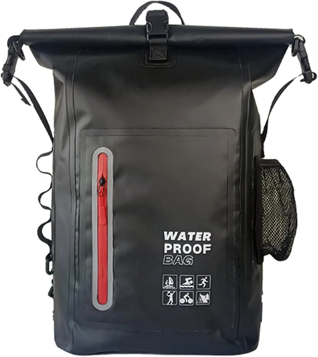Dry Bag Waterproof 25L - Floating & Lightweight Dry Sack for Men Waterproof Backpack for Kayaking, Boating, Fishing, Swimming, Camping, Hiking - Roll-Top Seal & Adjustable Shoulder Straps (BLACK)