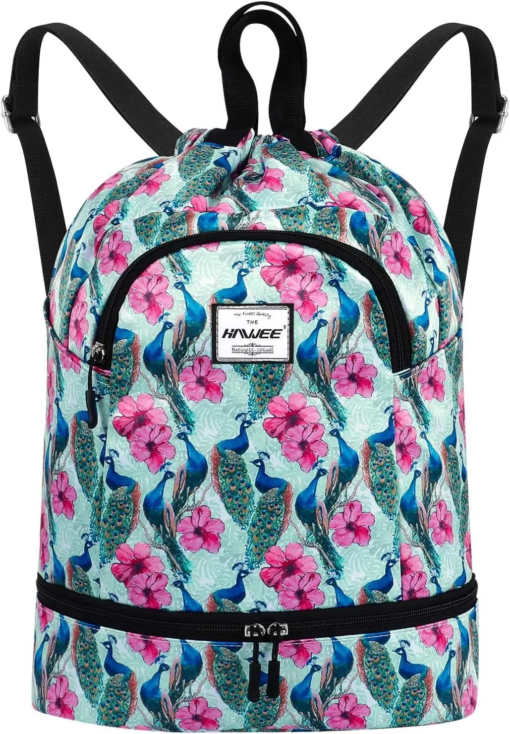 Dry Wet Drawstring Backpack with Shoe Compartment for Women Adjustable Gym Bag