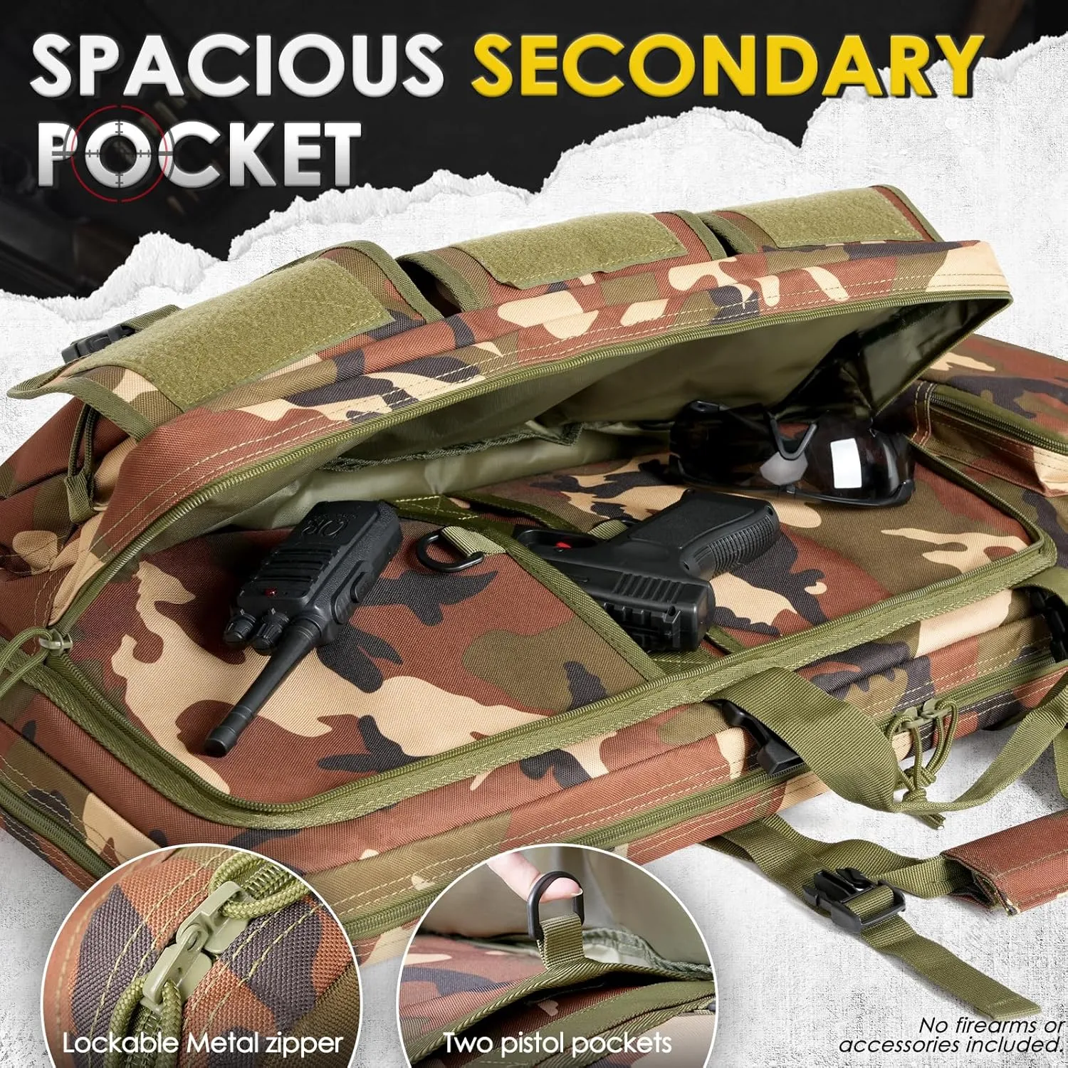 DULCE DOM Double Rifle Case 36/42/48 inch Soft Gun Bag Tactical Backpack with Removable Dividers for Hunting Shooting Range, MOLLE System Multiple Magazine Pouches & Accessory Bags