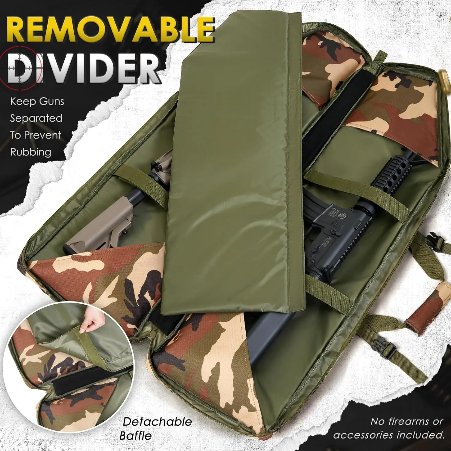DULCE DOM Double Rifle Case 36/42/48 inch Soft Gun Bag Tactical Backpack with Removable Dividers for Hunting Shooting Range, MOLLE System Multiple Magazine Pouches & Accessory Bags