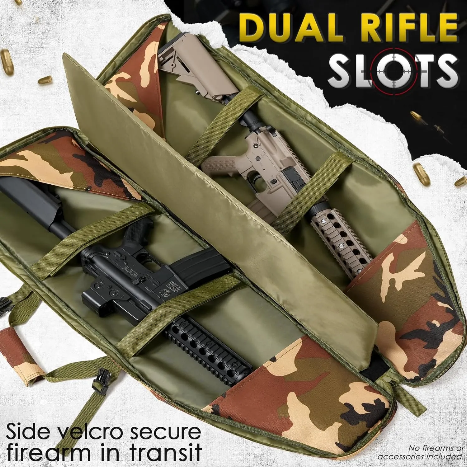 DULCE DOM Double Rifle Case 36/42/48 inch Soft Gun Bag Tactical Backpack with Removable Dividers for Hunting Shooting Range, MOLLE System Multiple Magazine Pouches & Accessory Bags