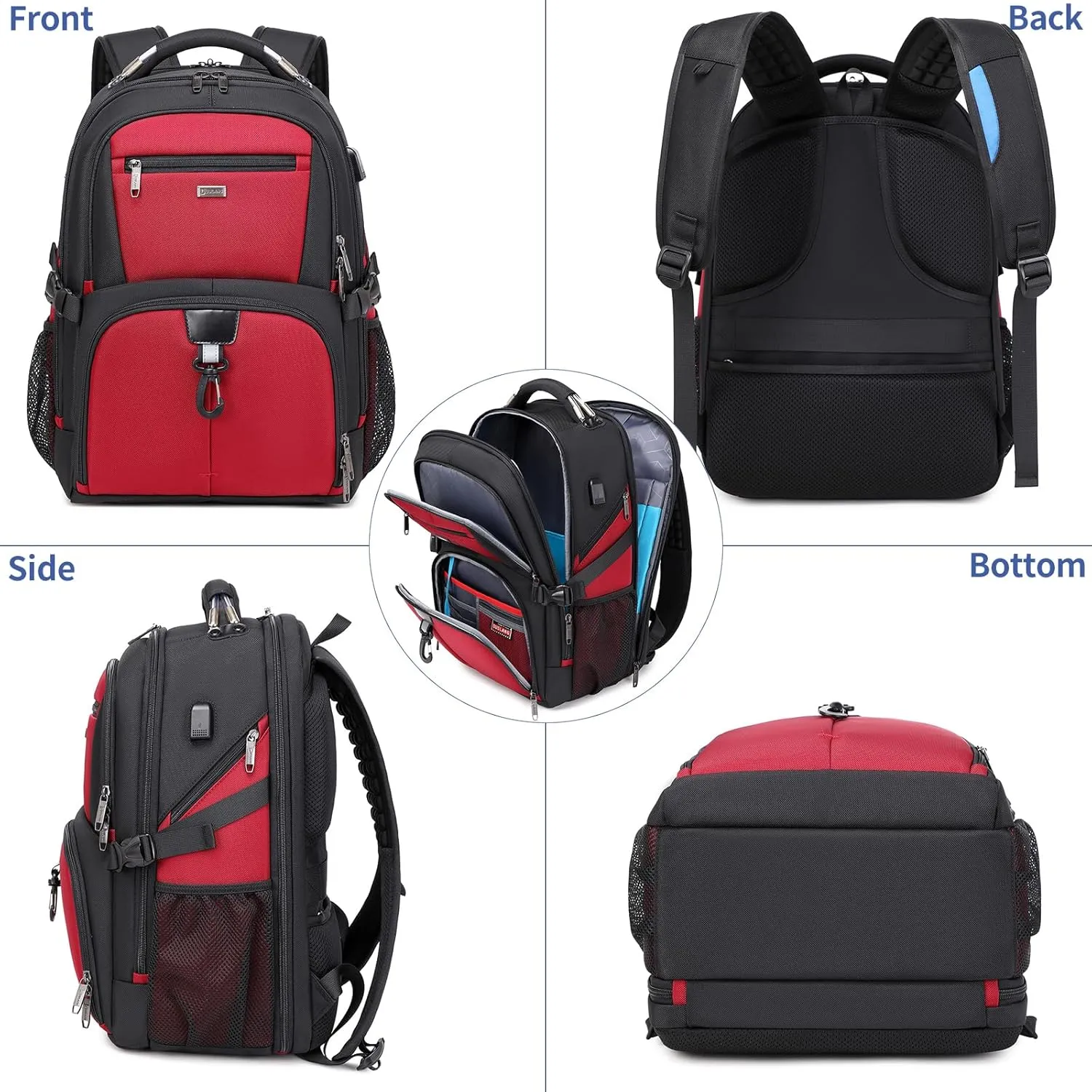 DUSLANG 50L Travel Laptop Backpack for Men Women, Extra Large Heavy Duty Carry on Backpack Airline Approved(Red)