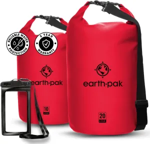 Earth Pak Waterproof Dry Bag - Roll Top Waterproof Backpack Sack Keeps Gear Dry for Kayaking, Beach, Rafting, Boating, Hiking, Camping and Fishing with Waterproof Phone Case