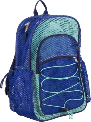 Eastsport Heavy Duty Mesh Lightweight Backpack with Adjustable Bungee for Travel, Work, Sports, Beach, College, Security Check, Large Bag 18 inches, Blue Indigo