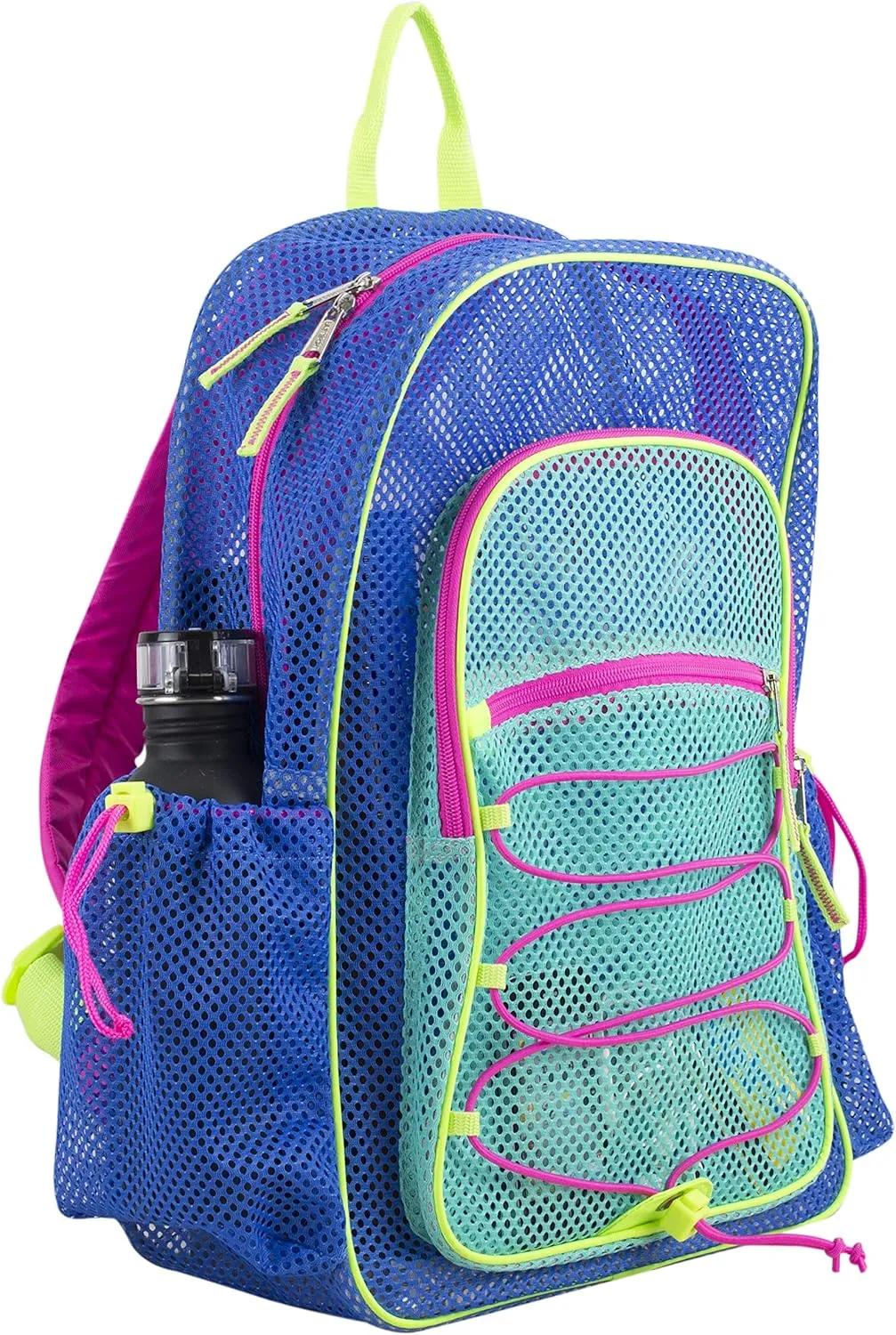 Eastsport Mesh Lightweight Beach Backpack with Adjustable Bungee for Travel, Work, Sports, Beach, College, Security Check, Large Bag 18 inches, Dynamic Blue