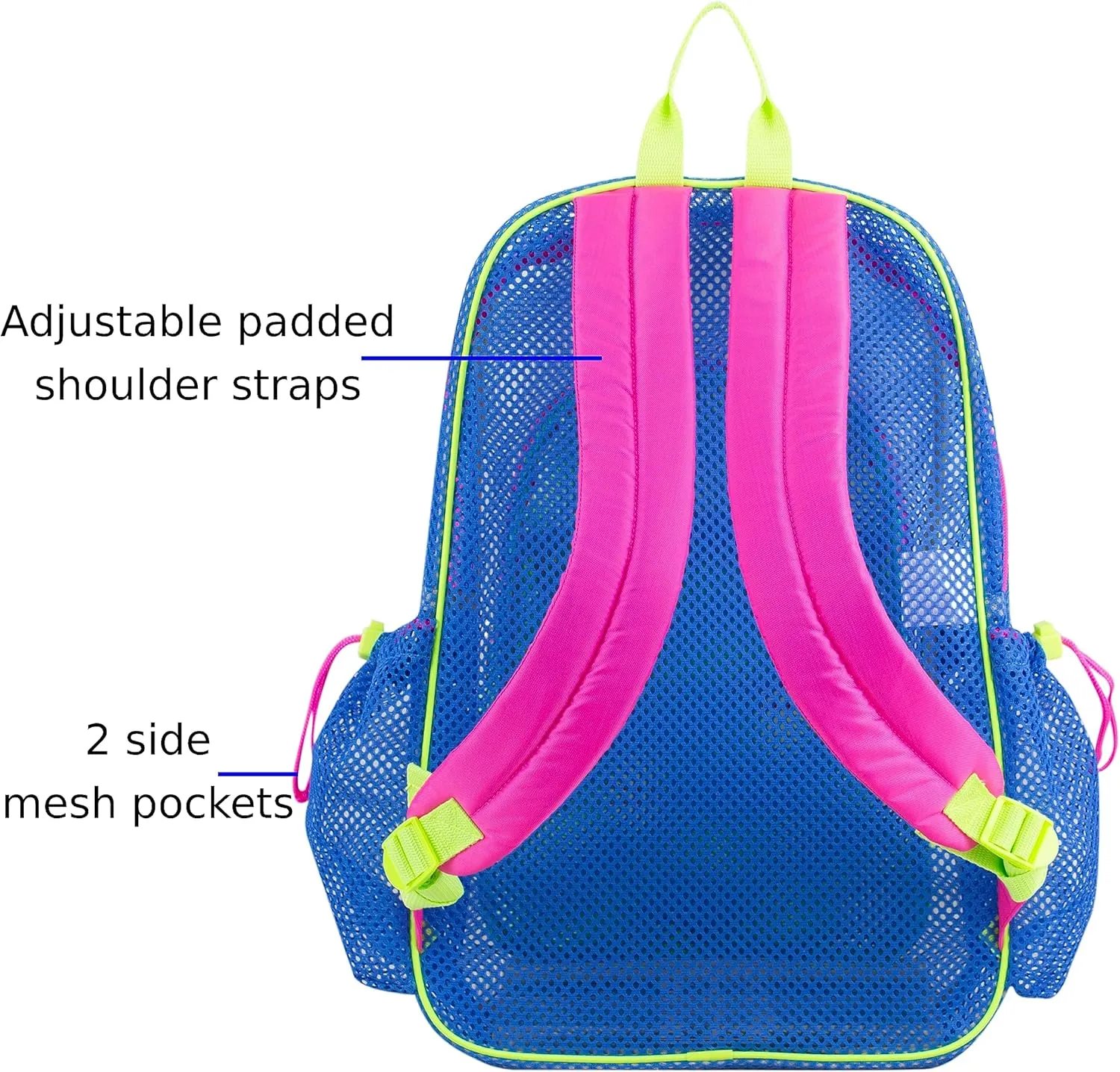 Eastsport Mesh Lightweight Beach Backpack with Adjustable Bungee for Travel, Work, Sports, Beach, College, Security Check, Large Bag 18 inches, Dynamic Blue