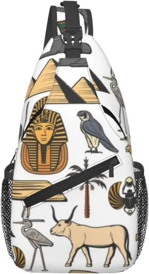 Egyptian Pyramids Mummy Sphinx Men'S Chest Bag Sling Backpack Crossbody Shoulder Bag Travel Hiking Daypack