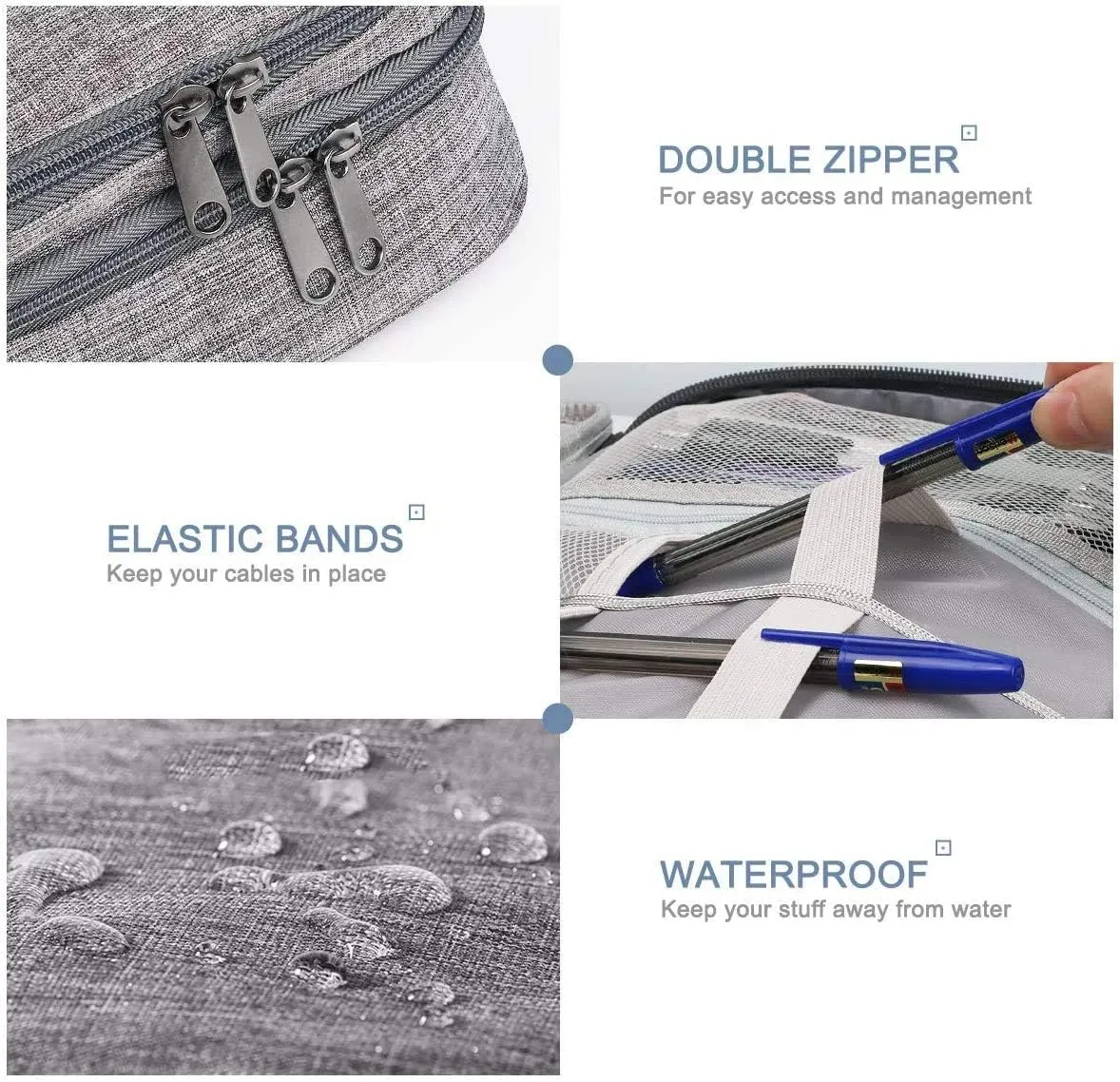 Electronics Organizer, Jelly Comb Electronic Accessories Cable Organizer Bag Waterproof Travel Cable Storage Bag for Charging Cable, Power Bank, iPad