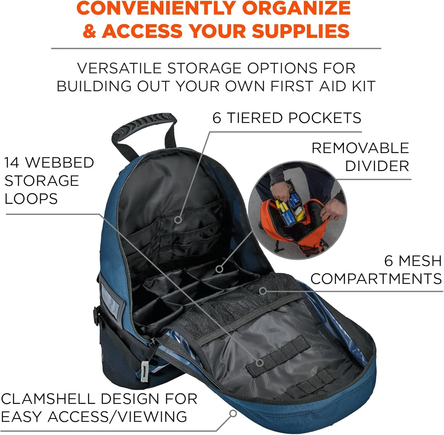 Ergodyne - 13487 Arsenal 5243 Medic First Responder Trauma Backpack Jump Bag, Blue