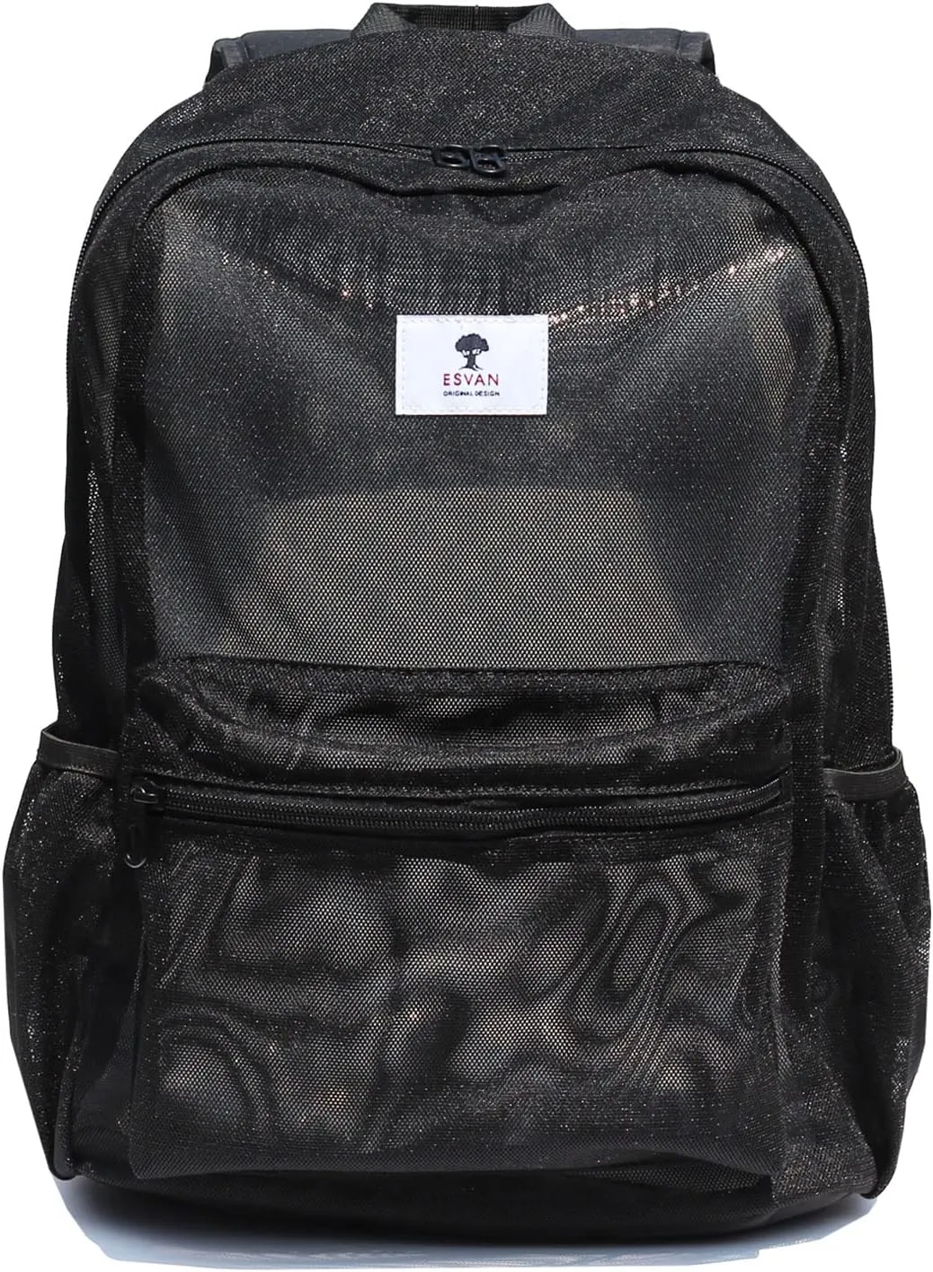 ESVAN Original Print Mesh Backpack Semi-Transparent Sackpack See Through Beach Bag Daypack Multi-Purpose Women Men Unisex