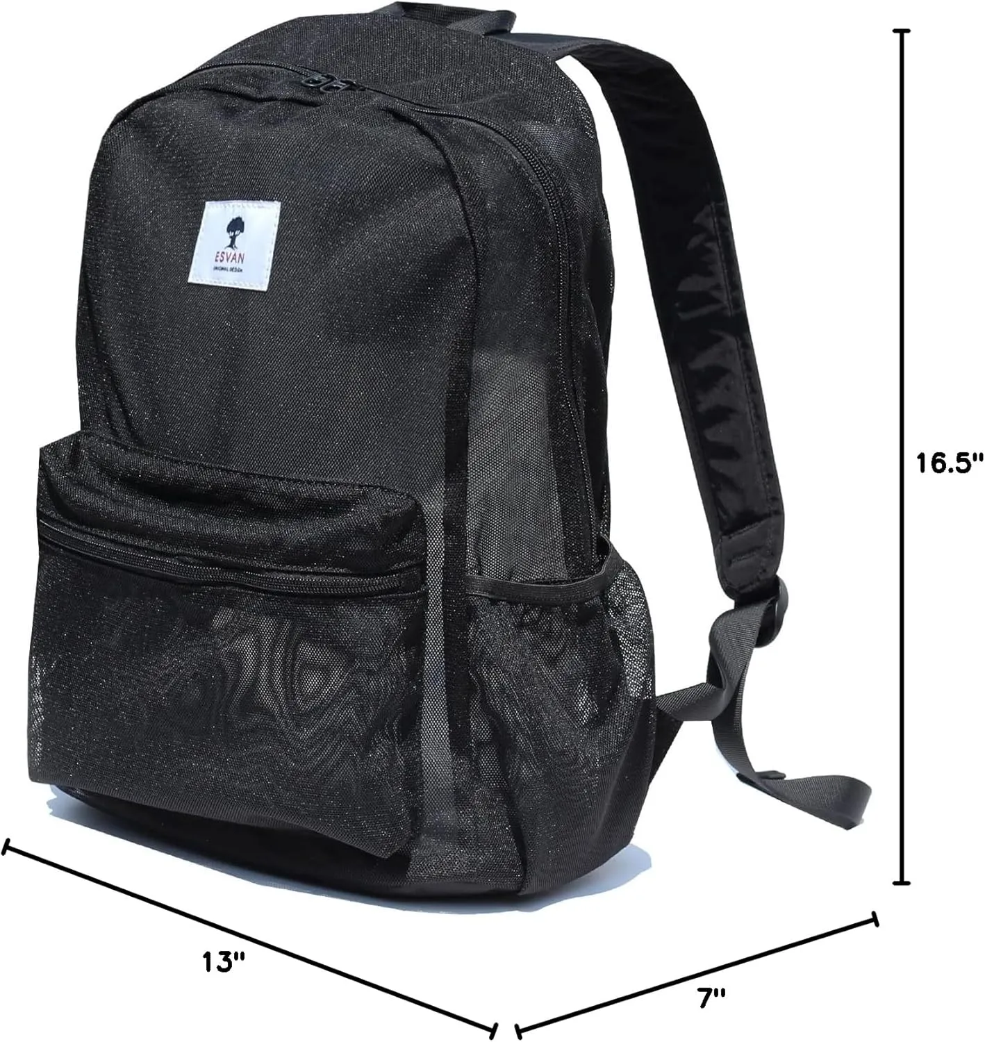 ESVAN Original Print Mesh Backpack Semi-Transparent Sackpack See Through Beach Bag Daypack Multi-Purpose Women Men Unisex