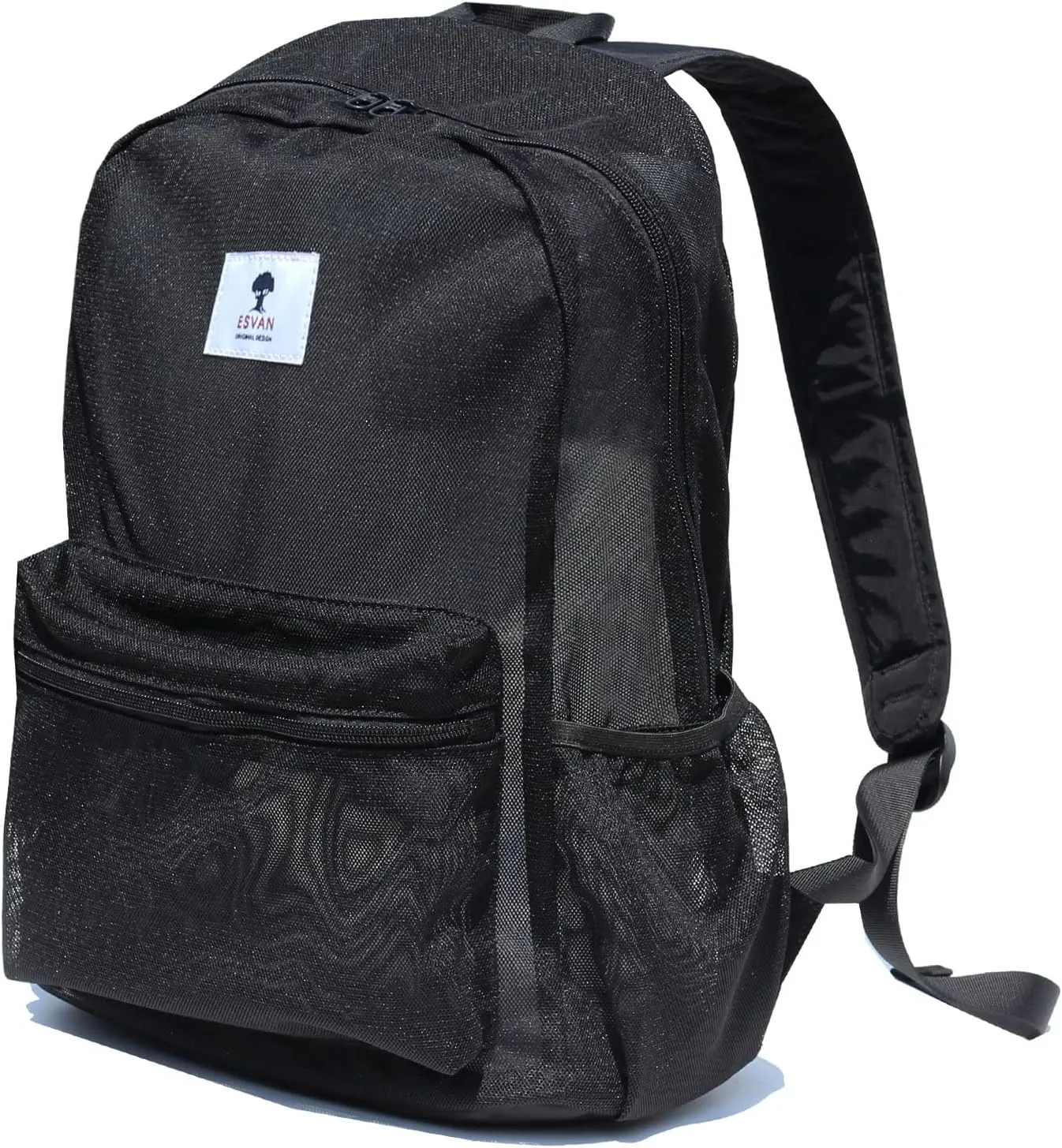 ESVAN Original Print Mesh Backpack Semi-Transparent Sackpack See Through Beach Bag Daypack Multi-Purpose Women Men Unisex