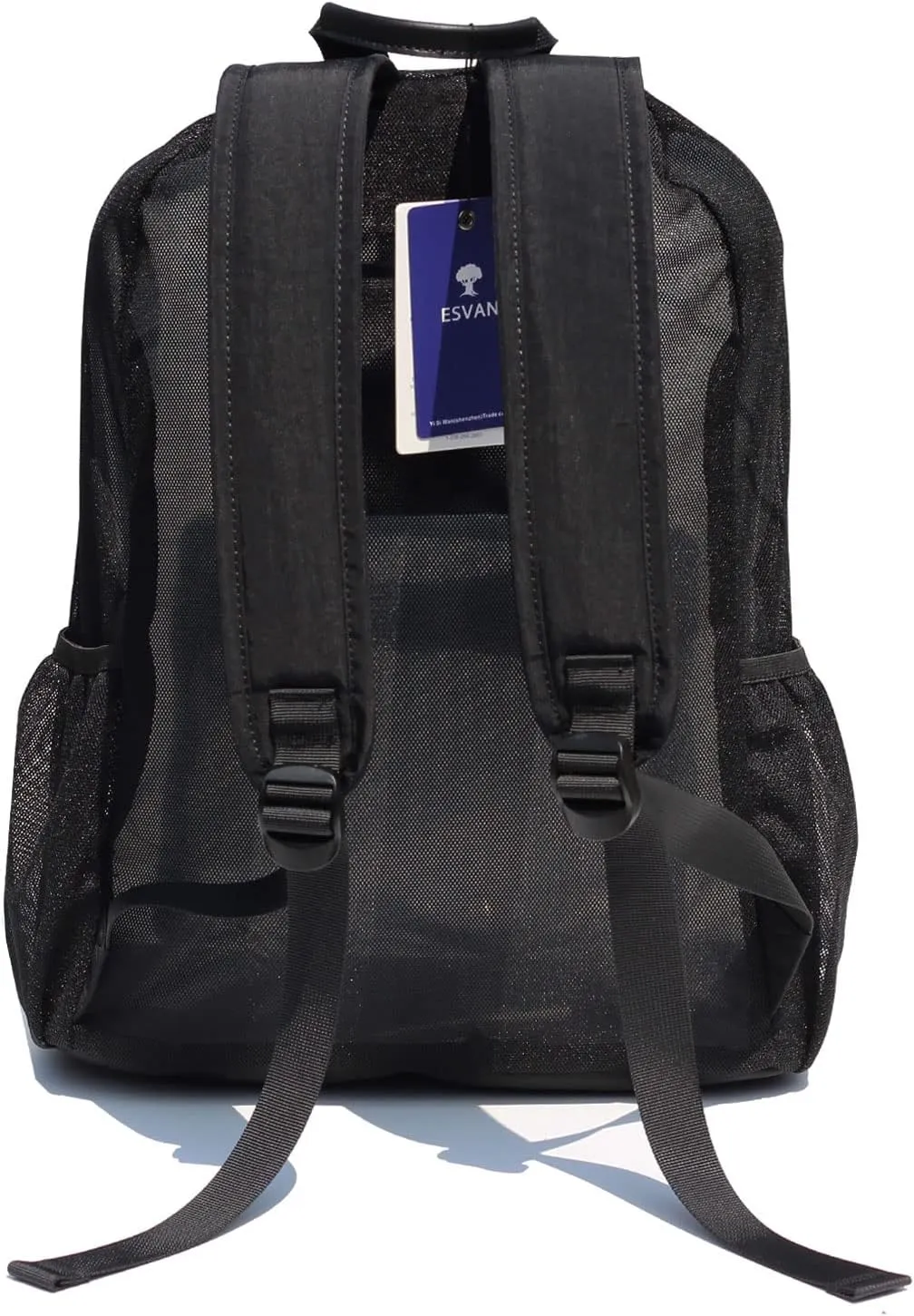 ESVAN Original Print Mesh Backpack Semi-Transparent Sackpack See Through Beach Bag Daypack Multi-Purpose Women Men Unisex
