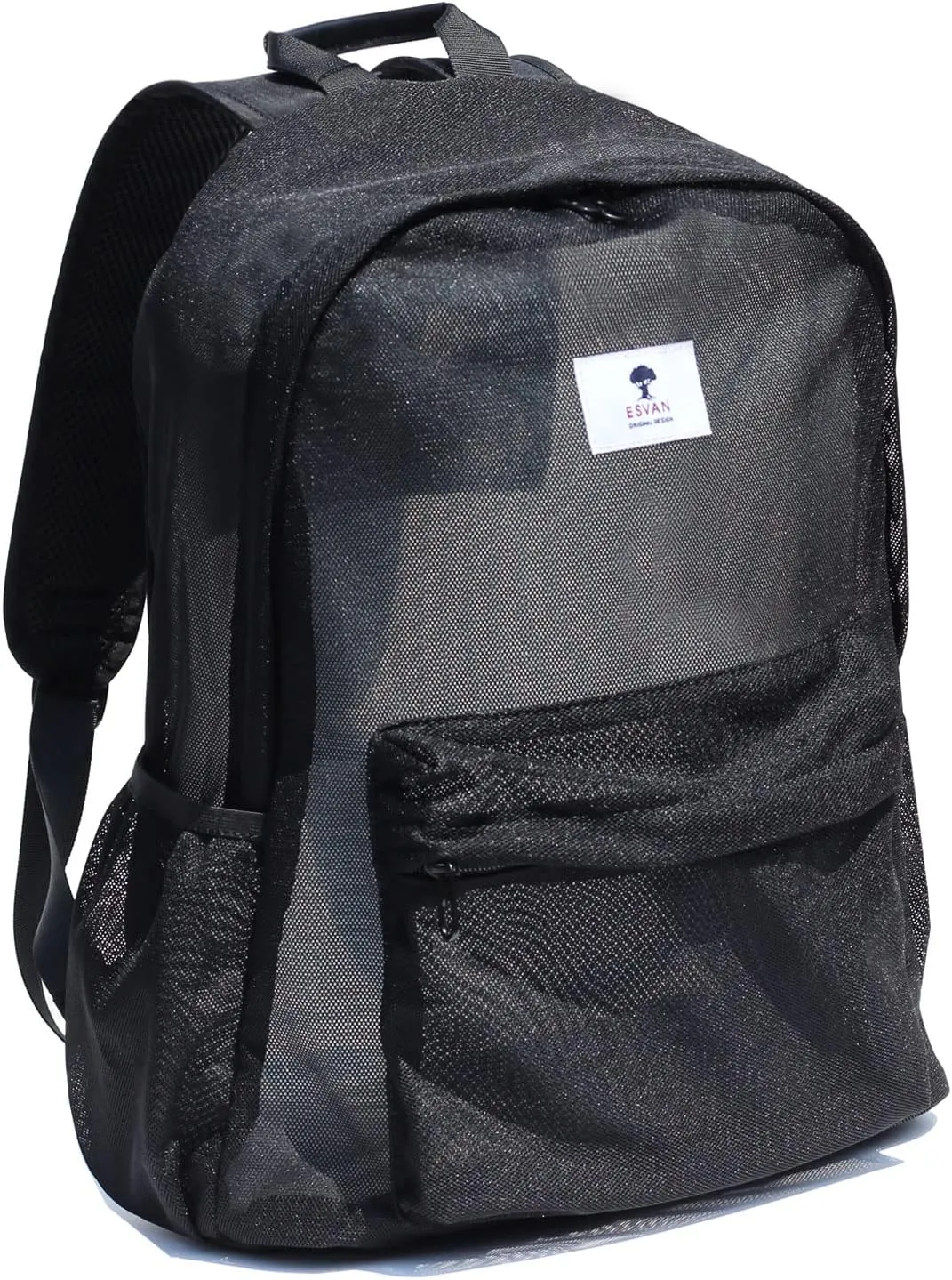 ESVAN Original Print Mesh Backpack Semi-Transparent Sackpack See Through Beach Bag Daypack Multi-Purpose Women Men Unisex