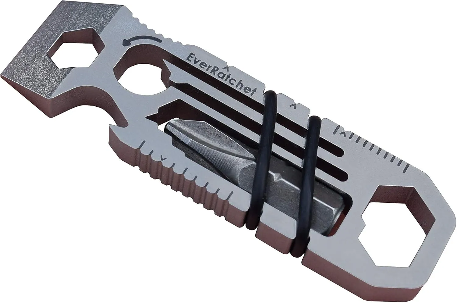 EverRatchet - EDC Bladeless Keychain Multitool – 17-in-1 tool with Bottle Opener, Screwdriver, Pry Bar, Wrenches & Ratchet (Titanium)