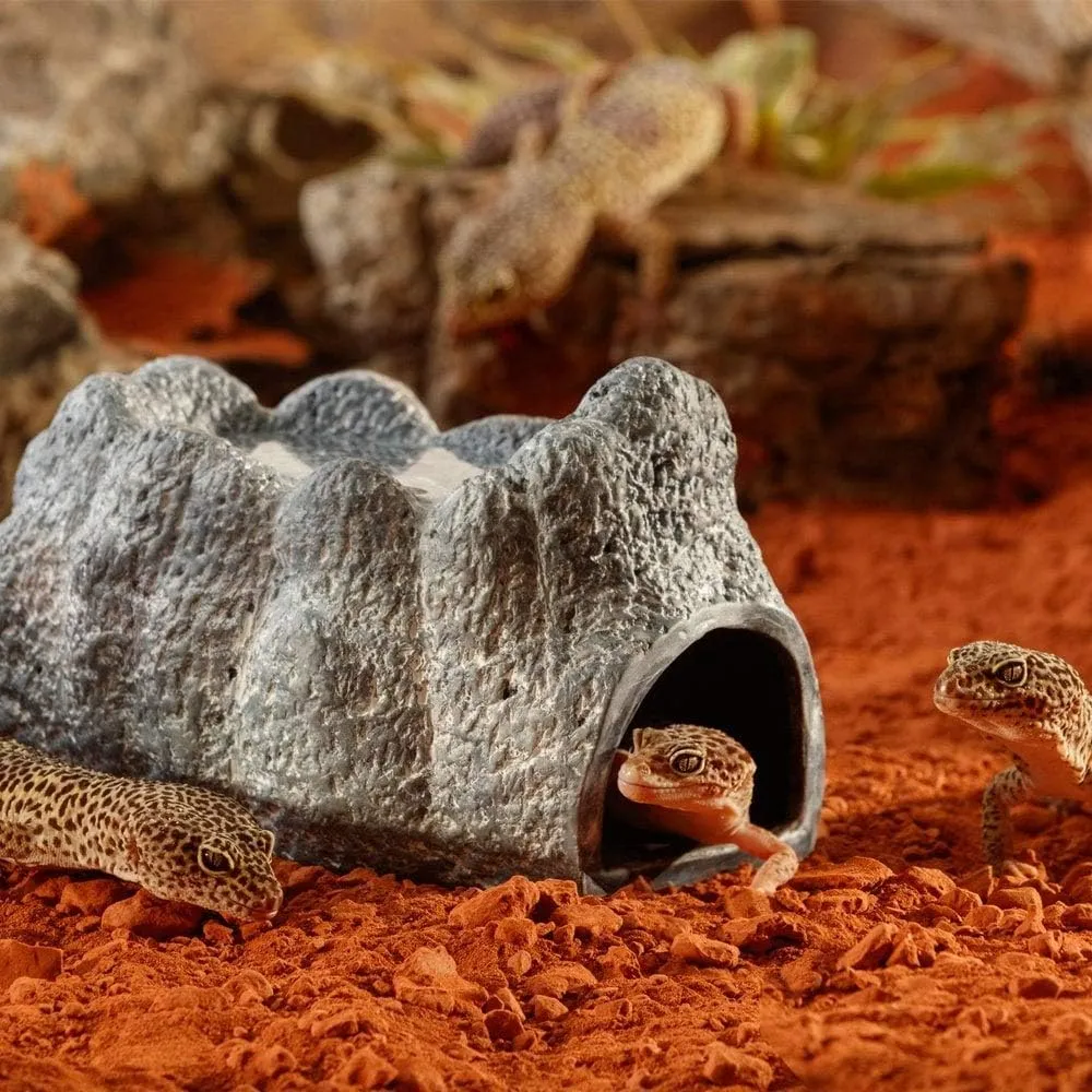 Exo Terra Wet Rock Moisture Retaining Ceramic Reptile Cave,Grey,Large