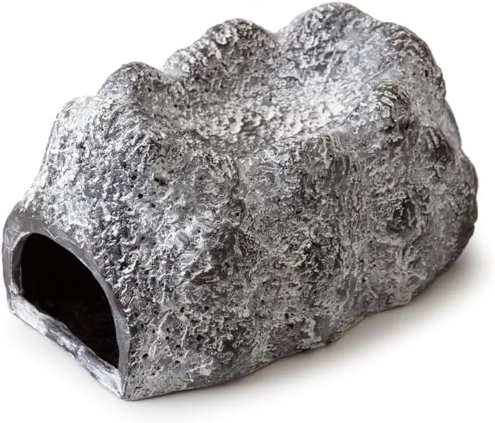 Exo Terra Wet Rock Moisture Retaining Ceramic Reptile Cave,Grey,Large