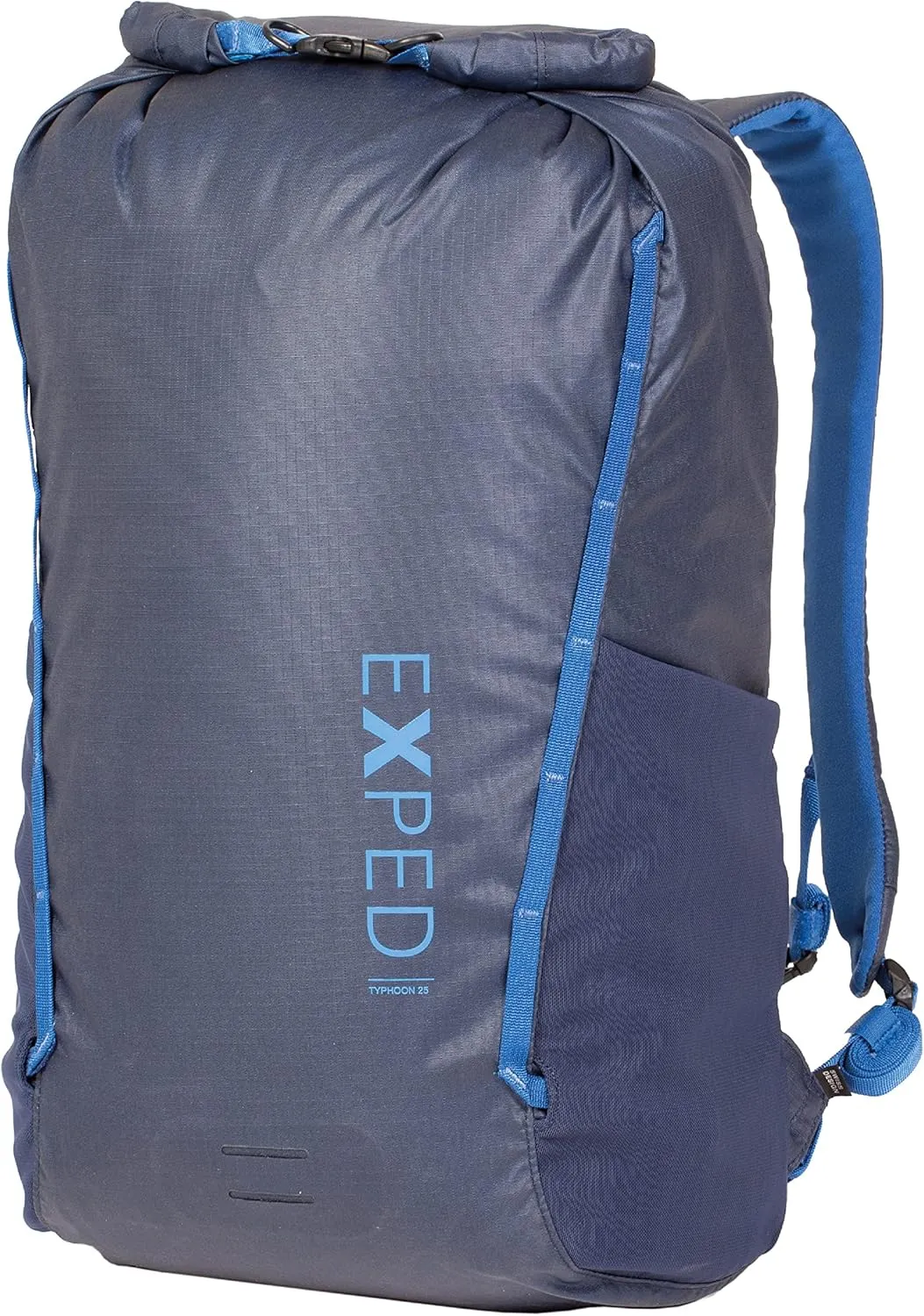 Exped Typhoon 25 Backpack - Waterproof Lightweight Multifunctional Roll-Top Travel Daypack with Compact Packed Size, Navy, 25L