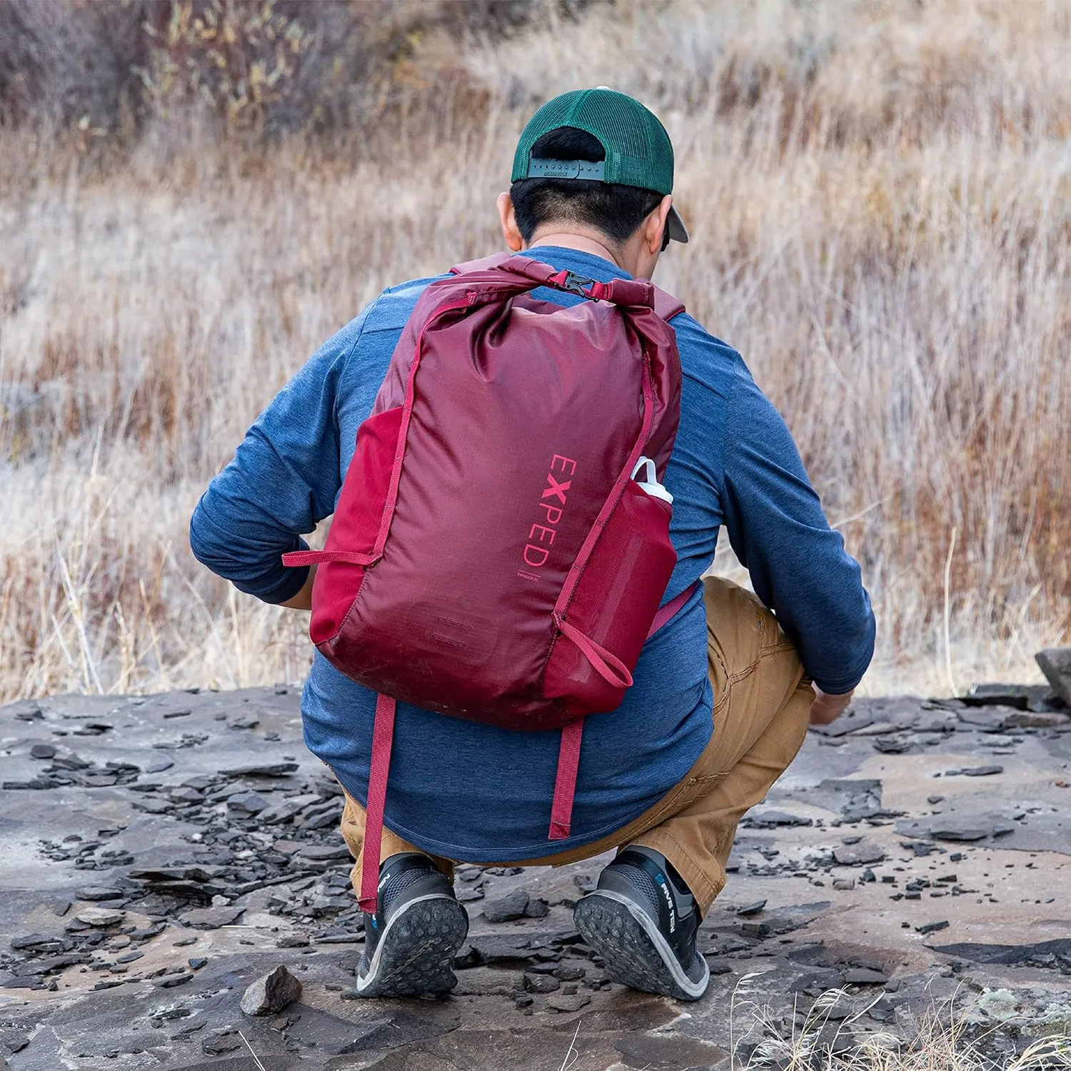 Exped Typhoon 25 Backpack - Waterproof Lightweight Multifunctional Roll-Top Travel Daypack with Compact Packed Size, Navy, 25L