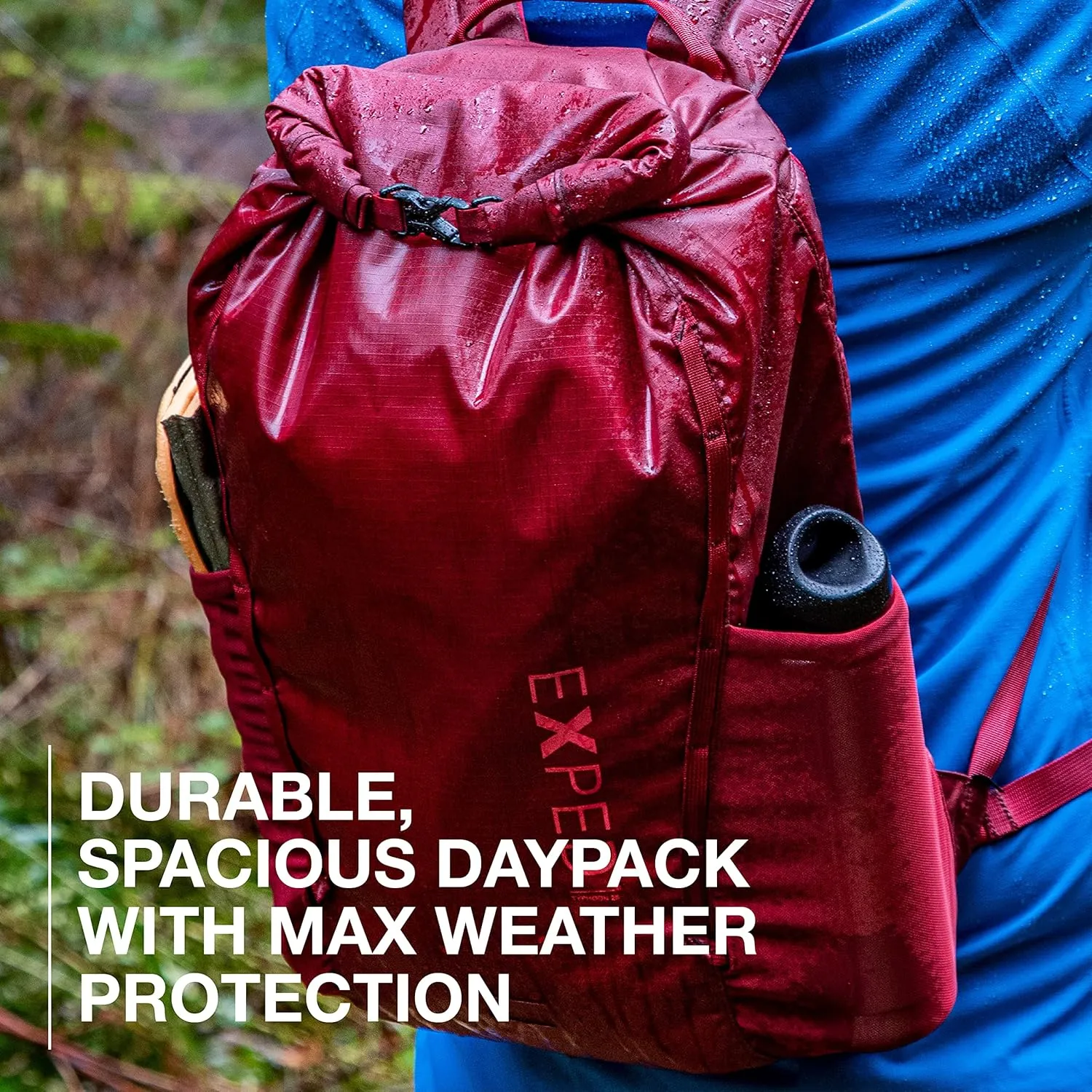 Exped Typhoon 25 Backpack - Waterproof Lightweight Multifunctional Roll-Top Travel Daypack with Compact Packed Size, Navy, 25L