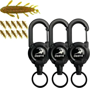 Exquisite Utility Fishing Gear and Lures Kit, 3 Pack Heavy Duty Zinger Retractors & 10 pcs Chariot Bug Soft Lures (Watermelon Green), A Cool Option for Angler