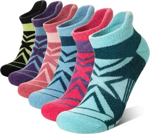 Eyean Merino Wool Ankle Running Socks Men Women Hiking Thick Half Cushioned Support No Show Socks 6 Pairs