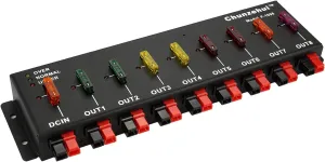 F-1008 Horizontal 9 Port 40A Connector Power Splitter Distributor Source Strip, 1 Input and 8 Output.