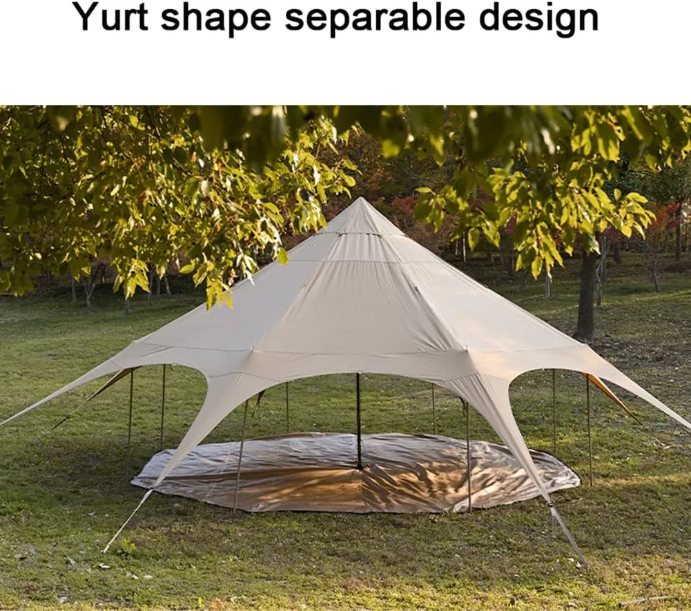 Family Camping Tent Large Double Layer Pyramid Tipi Tent Camping Mongolian Yurt Tent for Picnic, Festival