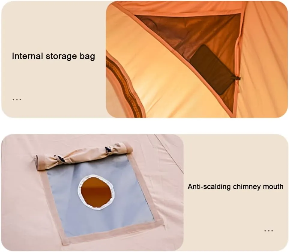 Family Camping Tent Large Double Layer Pyramid Tipi Tent Camping Mongolian Yurt Tent for Picnic, Festival