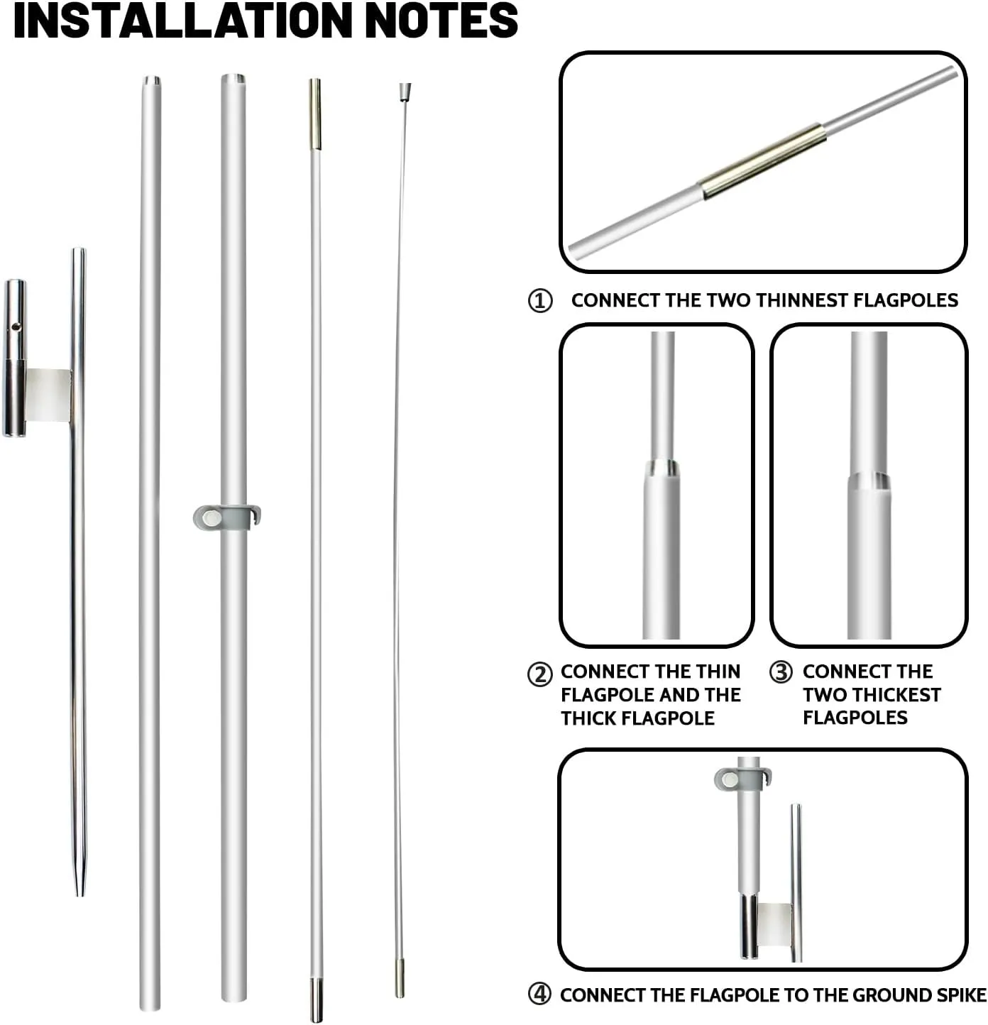 Feather Flag Pole Kit 11ft, Windless Swooper Flag Fits 8ft Feather Flags with Aluminum Alloy Flagpole, Ground Stake, Heavy Duty Base, Portable Bag